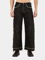 Reworked Vintage Levi’s Baggy Panel Denim – Neon Hand Embroidery - Image 12