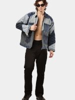 MULTI-PANEL REWORKED DENIM UTILITY JACKET - Image 11