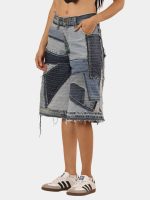 Upcycled Patchwork Denim Jort – Reconstructed from Vintage Pants - Image 5