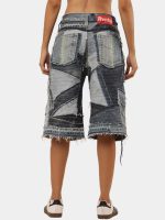 Upcycled Patchwork Denim Jort – Reconstructed from Vintage Pants - Image 2