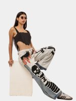 Reworked Two-Tone Denim Pants – Skull Embroidered Patchwork (One-of-One)