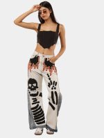 Reworked Two-Tone Denim Pants – Skull Embroidered Patchwork (One-of-One) - Image 11