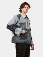 MULTI-PANEL REWORKED DENIM UTILITY JACKET - Image 4