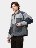 MULTI-PANEL REWORKED DENIM UTILITY JACKET - Image 3