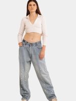 Ditsy Floral Embroidered Baggy Jeans - Image 16