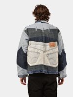 MULTI-PANEL REWORKED DENIM UTILITY JACKET - Image 13