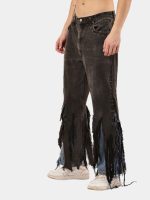 Reworked Levi’s Distressed Strip Hem Jeans – Layered Blue Denim Detail (Size 28–36) - Image 8