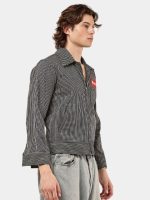 Striped Denim Workwear Jacket Shirt - Image 4