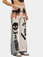 Reworked Two-Tone Denim Pants – Skull Embroidered Patchwork (One-of-One) - Image 7