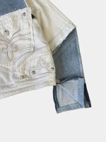 Reworked Wing Graphic Denim Jacket – Upcycled Deconstructed Patchwork - Image 7