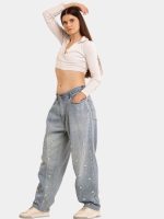 Ditsy Floral Embroidered Baggy Jeans - Image 13