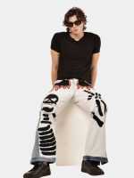 Reworked Two-Tone Denim Pants – Skull Embroidered Patchwork (One-of-One) - Image 18