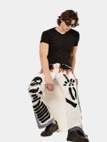 Reworked Two-Tone Denim Pants – Skull Embroidered Patchwork (One-of-One) - Image 2