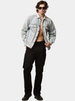 Reworked Denim Jacket with Medusa Embroidery Back Print - Image 16