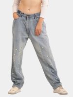 Ditsy Floral Embroidered Baggy Jeans