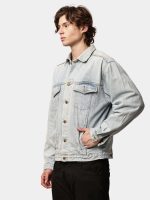 Reworked Denim Jacket with Medusa Embroidery Back Print - Image 4
