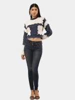Denim Patch Knit Top - Image 2