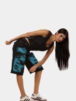 Blue Face Print Reworked Vintage Denim Jorts - Image 2