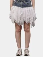 Reworked Levi’s Denim & Mesh Layered Skirt - Image 2