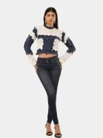 Denim Patch Knit Top - Image 7