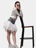 Reworked Levi’s Denim & Mesh Layered Skirt - Image 7