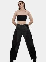 Duo Tone Black Pants with Side & Back Pocket Details - Image 11