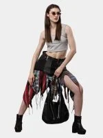 Reworked Levi’s & Flannel Patchwork Boho Skirt - Image 5