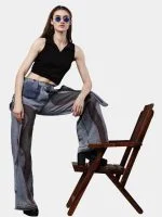 Reworked Denim Pants with Red Thread Detailing & 3D Pocket Design - Image 6