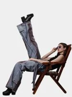 Reworked Denim Pants with Red Thread Detailing & 3D Pocket Design