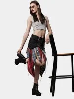 Reworked Levi’s & Flannel Patchwork Boho Skirt