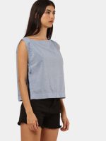 Reworked Vintage Denim Tie-Up Crop Top - Image 3