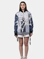 Spider Web Print Reworked Denim Jacket - Image 12