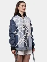 Spider Web Print Reworked Denim Jacket - Image 11