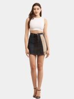 Denim Shorts Skirt – Upcycled Panel Mini - Image 5