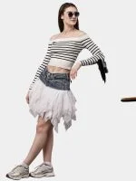 Reworked Levi’s Denim & Mesh Layered Skirt - Image 6