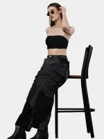 Duo Tone Black Pants with Side & Back Pocket Details