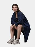 Reworked Denim Long Coat – Multi-Pocket Denim Coat with Hand Thread Work - Image 5