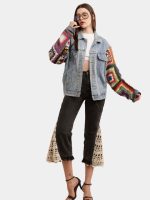 Unisex Crochet Denim Jacket – Multicolour Sleeve Statement - Image 8
