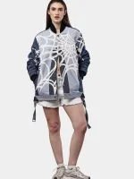 Spider Web Print Reworked Denim Jacket - Image 9