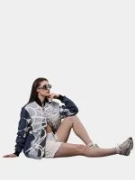 Spider Web Print Reworked Denim Jacket - Image 8
