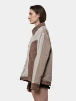 Reworked Carhartt Canvas Jacket – Multi-Color Patchwork Workwear Jacket with Convertible Collar - Image 12