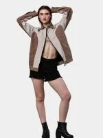 Reworked Carhartt Canvas Jacket – Multi-Color Patchwork Workwear Jacket with Convertible Collar - Image 8