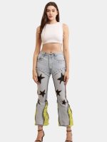 The Reverse Denim – Reconstructed Bootleg Jeans with Neon Lace - Image 12