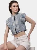 Reworked Flannel Check Crop Top - Image 2