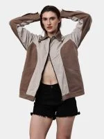 Reworked Carhartt Canvas Jacket – Multi-Color Patchwork Workwear Jacket with Convertible Collar - Image 6