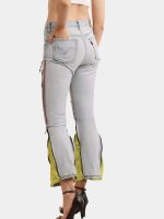 The Reverse Denim – Reconstructed Bootleg Jeans with Neon Lace - Image 2