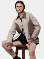 Reworked Carhartt Canvas Jacket – Multi-Color Patchwork Workwear Jacket with Convertible Collar - Image 5