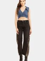 Leopard Side Panel Reworked Baggy Denim Jeans - Image 14