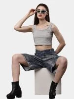 Reworked Levi’s Silver Foil Jorts - Image 3