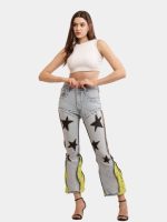 The Reverse Denim – Reconstructed Bootleg Jeans with Neon Lace - Image 13